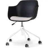 Nolon Nout-liz bureaustoel met beige zitkussen wit onderstel