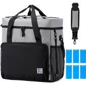 Brisby 4 Laags Geïsoleerde Koeltas - Lunchtas 40 liter - Zwart Grijs