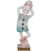 Clayre & Eef Decoratie Beeld Poppetje Macaron 10 cm Blauw Kunststof Blauw