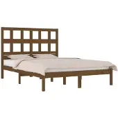 vidaXL Bedframe massief grenenhout honingbruin 200x200 cm