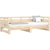 vidaXL Slaapbank uitschuifbaar massief grenenhout 2x(90x190) cm
