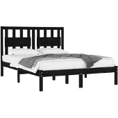 vidaXL Bedframe massief grenenhout zwart 140x190 cm