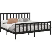 vidaXL Massief houten bed, zwart, grenen, 200x200 cm