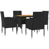 vidaXL 5-delige tuinset, polyrotan, zwart