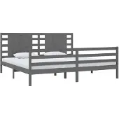 vidaXL Bedframe massief grenenhout grijs 200x200 cm