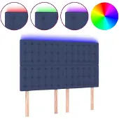 vidaXL Hoofdbord LED 144x5x118/128 cm stof blauw