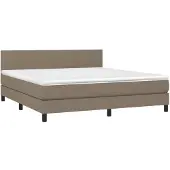 vidaXL Boxspring met matras en LED stof taupe 160x200 cm