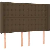 vidaXL Hoofdbord met randen 147x16x118/128 cm stof donkerbruin