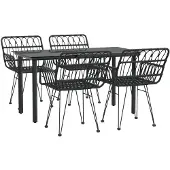 vidaXL 5-delige tuinset, zwart, van polyrotan