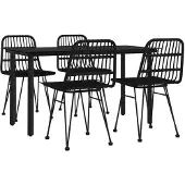 vidaXL 5-delige Tuinset poly rattan zwart