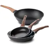 Rosmarino Black Line Koekenpannenset 20/24/28cm + wokpan 30cm