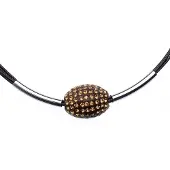 Behave Ketting met zwart koord en kraal met steentjes