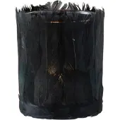 J-Line theelichthouder Veren - glas - zwart - small - 4 stuks