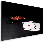 Karo-art Schilderij - Pokerfiches en speelkaarten, premium print