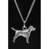 MOOYE ® - Collectie Zilveren Border terrier ketting hanger - groot