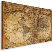 Karo-art Schilderij - Oude wereldkaart, Sepia, 4 maten, wanddecoratie