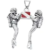 MOOYE ® - Collectie Zilveren Duikers met duikvlag kettinghanger