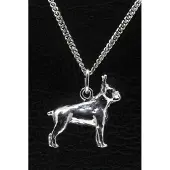 MOOYE ® - Collectie Zilveren Boston terrier ketting hanger - groot