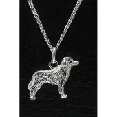 MOOYE ® - Collectie Zilveren Kromfohrlander gladhaar ketting hanger - groot