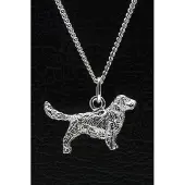 MOOYE ® - Collectie Zilveren Clumber spaniel met staart ketting hanger - groot