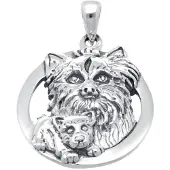 MOOYE ® - Collectie Zilveren Yorkshire Terrier in ring kettinghanger