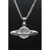 MOOYE ® - Collectie Zilveren Planeet Saturnus ketting hanger