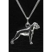 MOOYE ® - Collectie Zilveren Boxer oren ongecoupeerd ketting hanger - groot