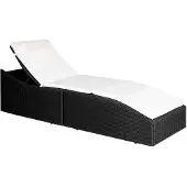 vidaXL Ligbed met kussen poly rattan zwart