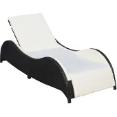 vidaXL Ligbed met kussen poly rattan zwart