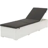 vidaXL Ligbed met kussen poly rattan wit
