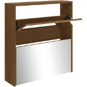 vidaXL Schoenenkast met spiegel 2-laags 63x17x67 cm bruineiken