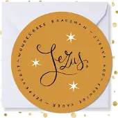 MajesticAlly Kerstkaart rond ‘Jezus’ - 10 stuks -met enveloppen - kerstkaarten