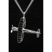 MOOYE ® - Collectie Zilveren Dubbeldekker vliegtuig ketting hanger