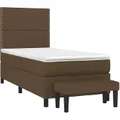 vidaXL Boxspring met matras stof donkerbruin 100x200 cm