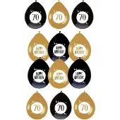 Haza - Feestartikelen verjaardag 70 jaar 24x mix ballonnen zwart/goud