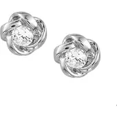 Trendjuwelier huiscollectie Oorknoppen Bloem En Zirkonia Zilver Gerhodineerd Glanzend