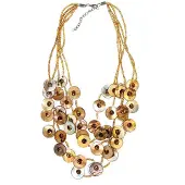 Boodz Korte Kralen Ketting met Schelpjes Bruin
