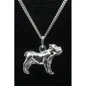 MOOYE ® - Collectie Zilveren Old english bulldog ketting hanger - groot