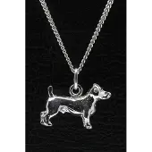 MOOYE ® - Collectie Zilveren Jack russel Terrier gladhaar ketting hanger - groot
