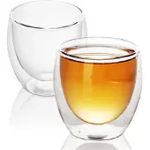 Intirilife 2x dubbelwandig thermo glas set in 200-300 ml - koffiemok geïsoleerd latte macchiato thee glas koffie glas