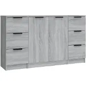 vidaXL Dressoirs 3 st bewerkt hout grijs sonoma eikenkleurig