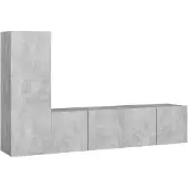 vidaXL 3-delige Tv-meubelset bewerkt hout betongrijs