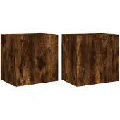 DKD Home Decor Tv-wandmeubels 2 st 40,5x30x40 cm bewerkt hout gerookt eiken