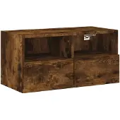 DKD Home Decor Tv-wandmeubel 60x30x30 cm bewerkt hout gerookt eikenkleurig