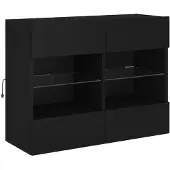 vidaXL Tv-wandmeubel met LED-verlichting 78,5x30x60,5 cm zwart