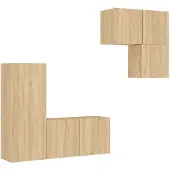 vidaXL 4-delige Tv-wandmeubelset bewerkt hout sonoma eikenkleurig