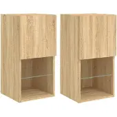 vidaXL Tv-meubelen 2 st LED-verlichting 30,5x30x60 cm sonoma eiken