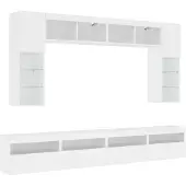 vidaXL 8-delige tv-wandmeubelset met LED-verlichting wit