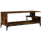 vidaXL Tv-meubel 102x40x41 cm hout en gepoedercoat staal gerookt eiken