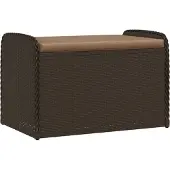 vidaXL Opbergbankje met kussen 80x51x52 cm poly rattan bruin